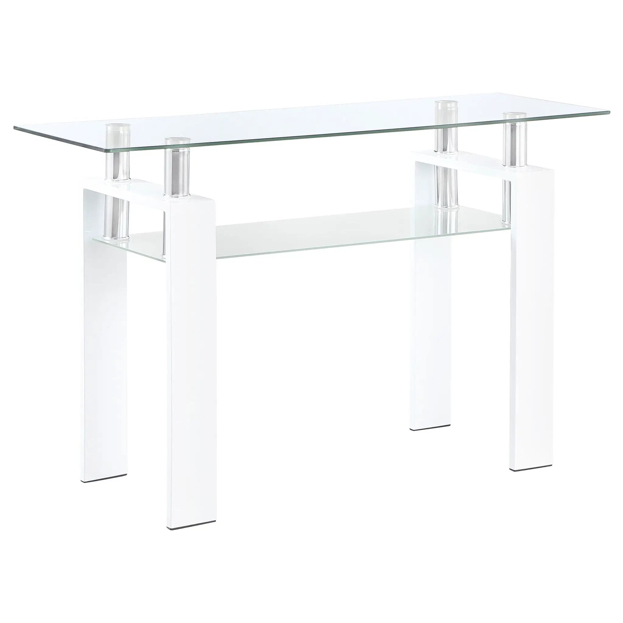 Dyer Rectangular Glass Top Entryway Sofa Console Table White by Unique Piece Furniture