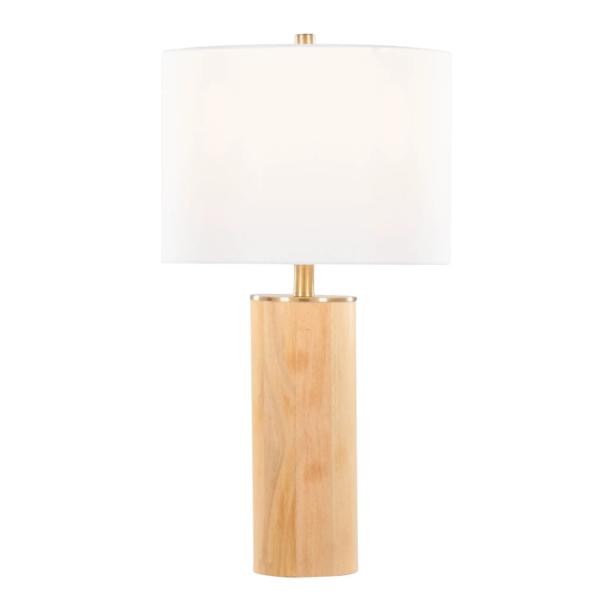 Cylinder - Ash Contemporary Table Lamp - Ash / Antique Brass / White by HouseOfZazla