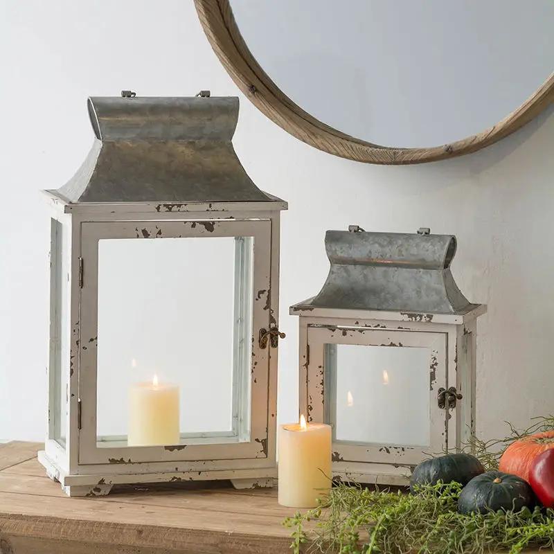 Wooden Candle Lantern Decorative Set of Two for Indoor and Outdoor Use by HouseOfZazla