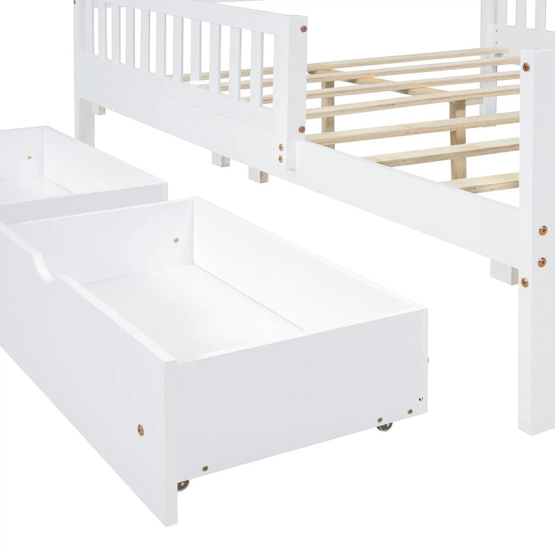 Platform Bed With Guardrails On Both Sides And 2 Storage Drawers by Unique Piece Furniture
