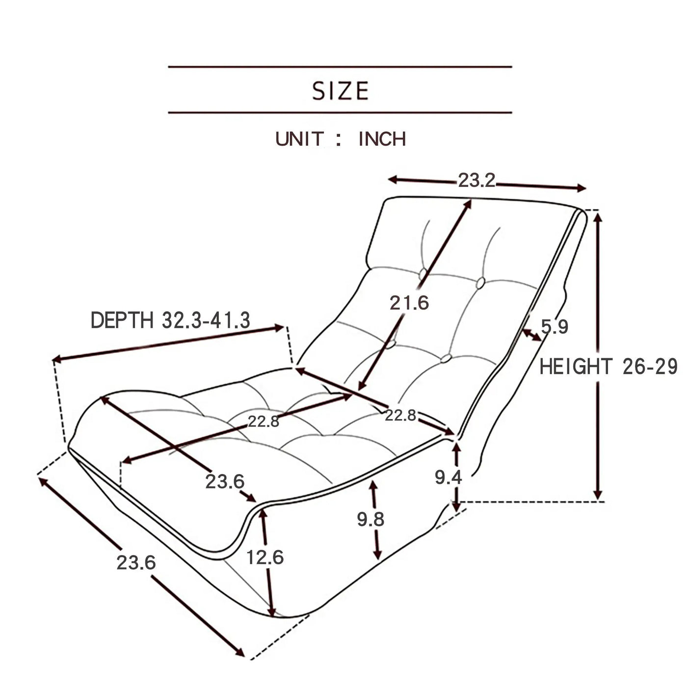 Reclining Japanese Chair Lazy Sofa Tatami Balcony Adjustable Chair by Unique Piece Furniture