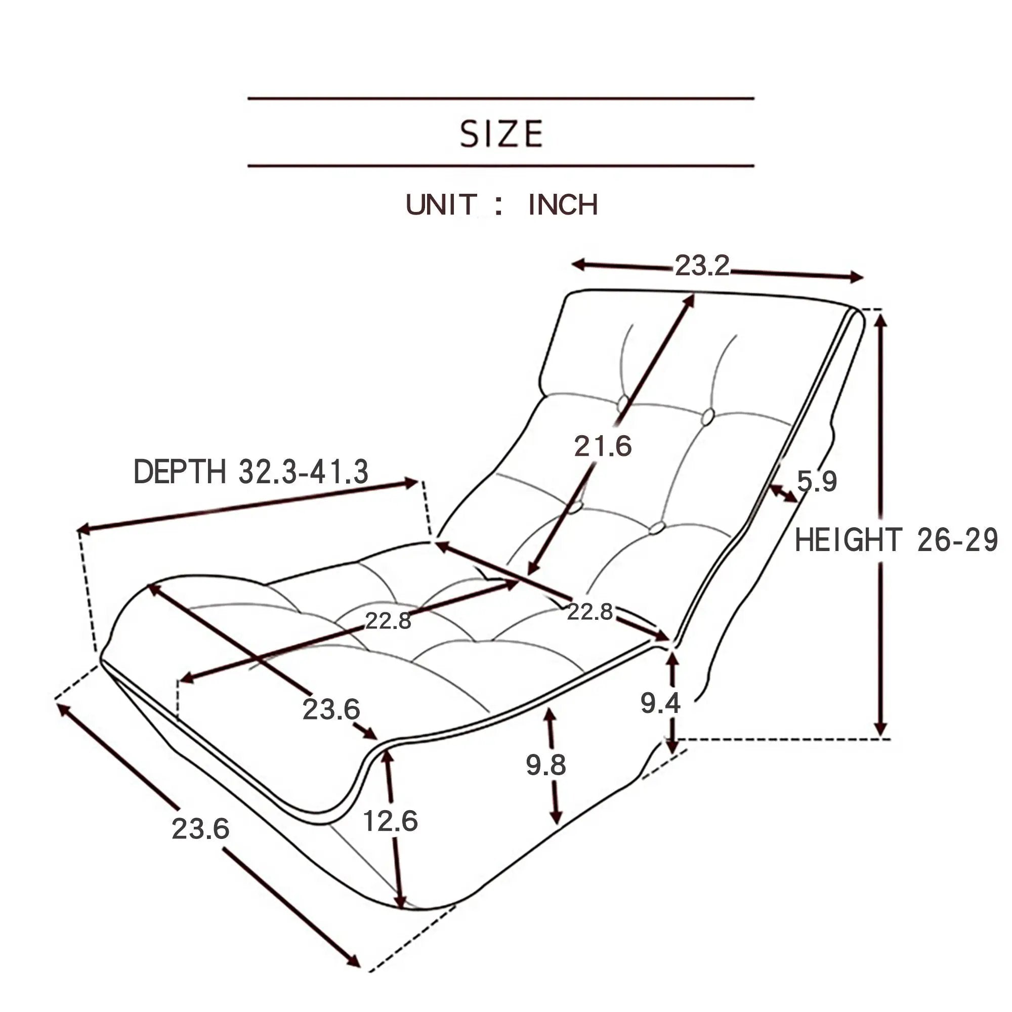 Reclining Japanese Chair Lazy Sofa Tatami Balcony Adjustable Chair by HouseOfZazla
