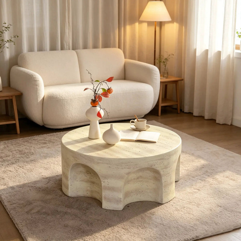 Mgo Modern Minimalist Round Accent Coffee Table by HouseOfZazla