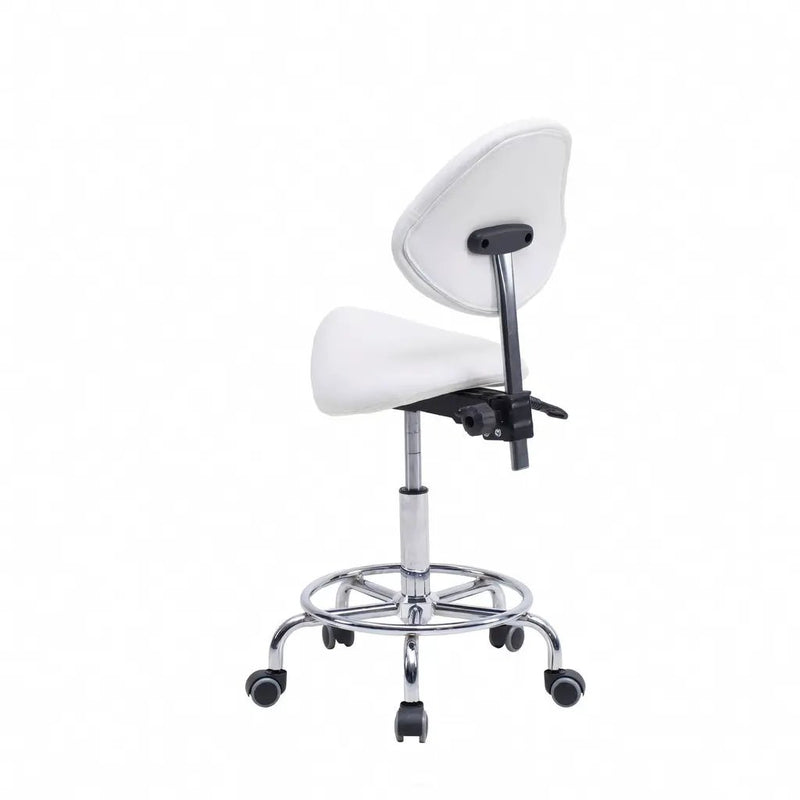 Saddle Stool Chair with Backrest - White by HouseOfZazla