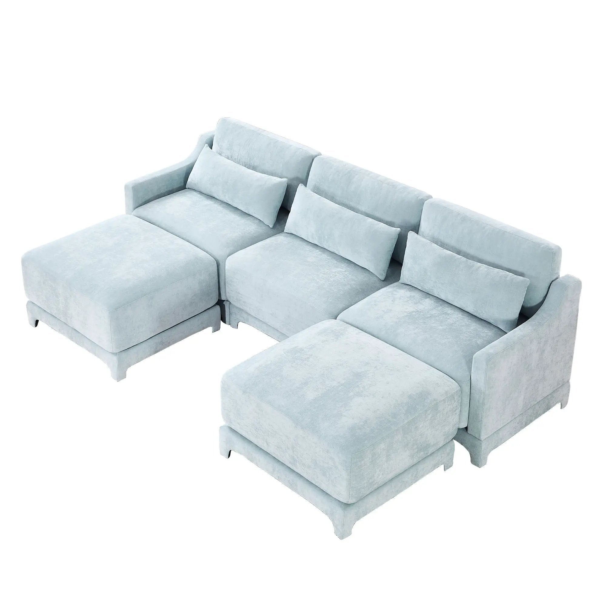 Stylish Sofa With Ottoman And Lumbar Pillows, Ergonomic Design by Unique Piece Furniture