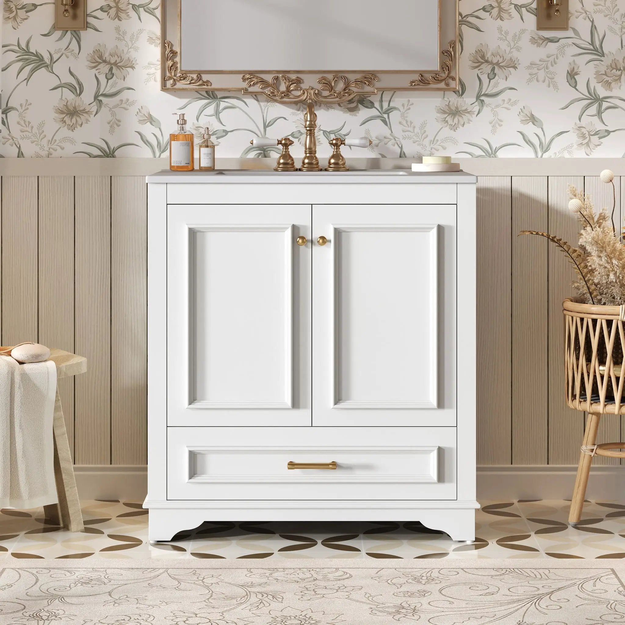 Bathroom Vanity With Sink, Cabinet & 2 Soft Closing Doors & Adjustable Shelf by Unique Piece Furniture