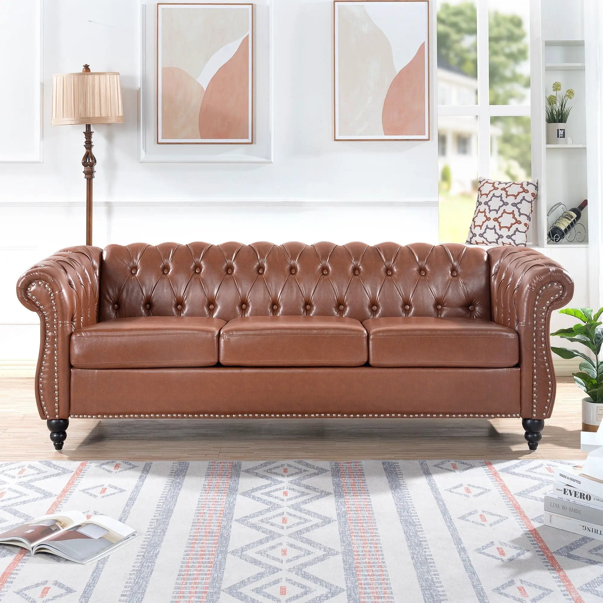 Rolled Arm Chesterfield 3 Seater Sofa by HouseOfZazla