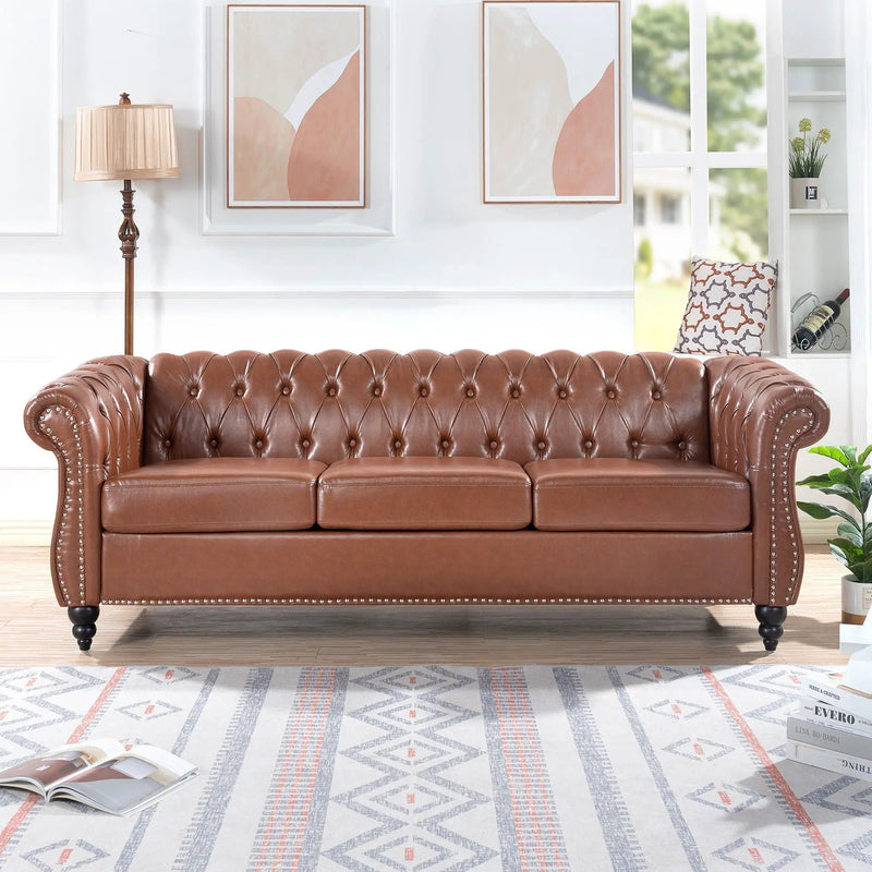 Rolled Arm Chesterfield 3 Seater Sofa by HouseOfZazla