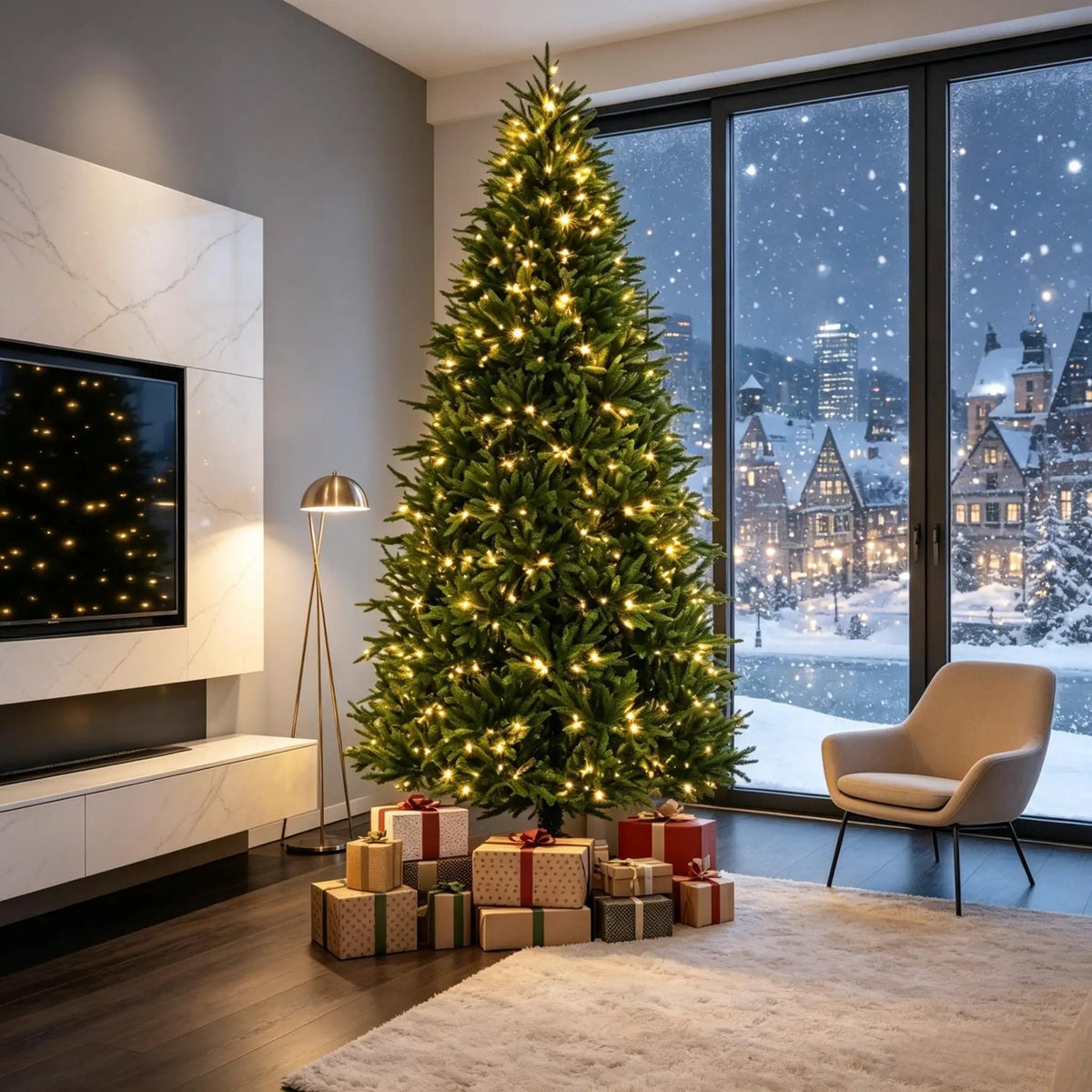 7.5-Foot Hinged Nordmann Fir Prelit Christmas Tree