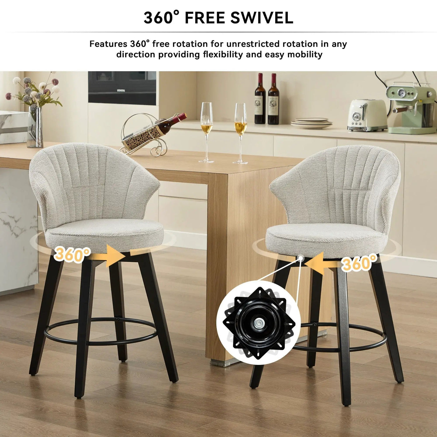 Wing Back Swivel Bar Stools (Set of 2) by Unique Piece Furniture