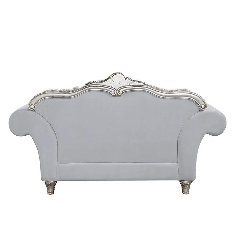 Pelumi - Loveseat With 5 Pillows - Light Gray Linen & Platinum by Unique Piece Furniture