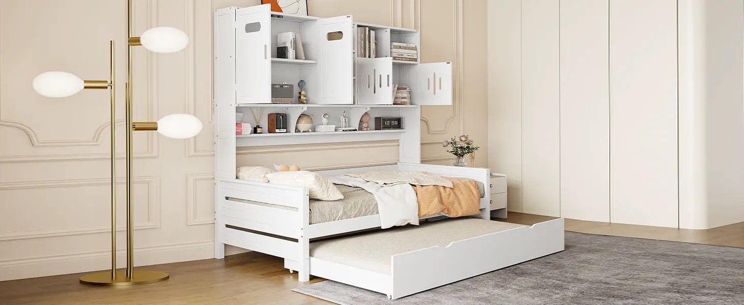 Daybed With All-In-One Cabinet And Shelf by HouseOfZazla