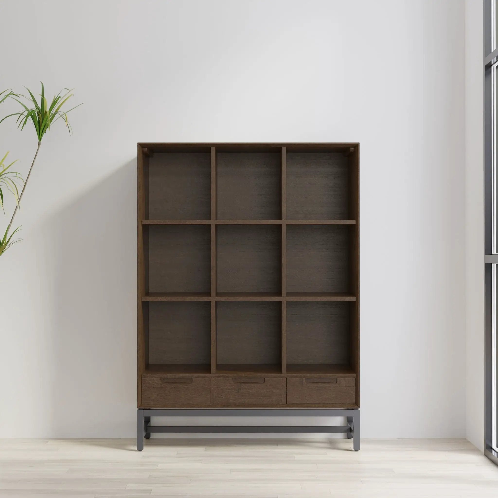 Banting - 9 Cube Bookcase With Drawers - Walnut Brown by Unique Piece Furniture