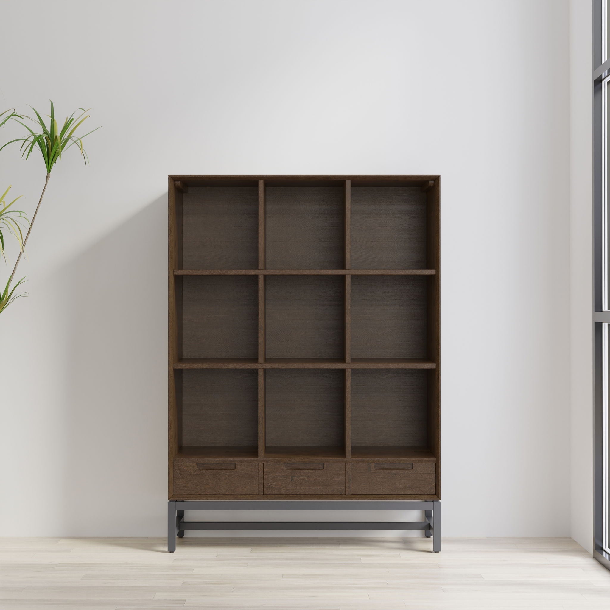 Banting - 9 Cube Bookcase With Drawers - Walnut Brown by HouseOfZazla