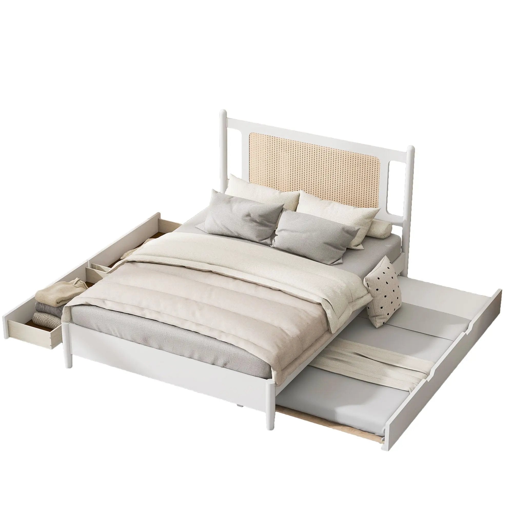 Platform Bed With 2 Big Drawers & Trundle by Unique Piece Furniture