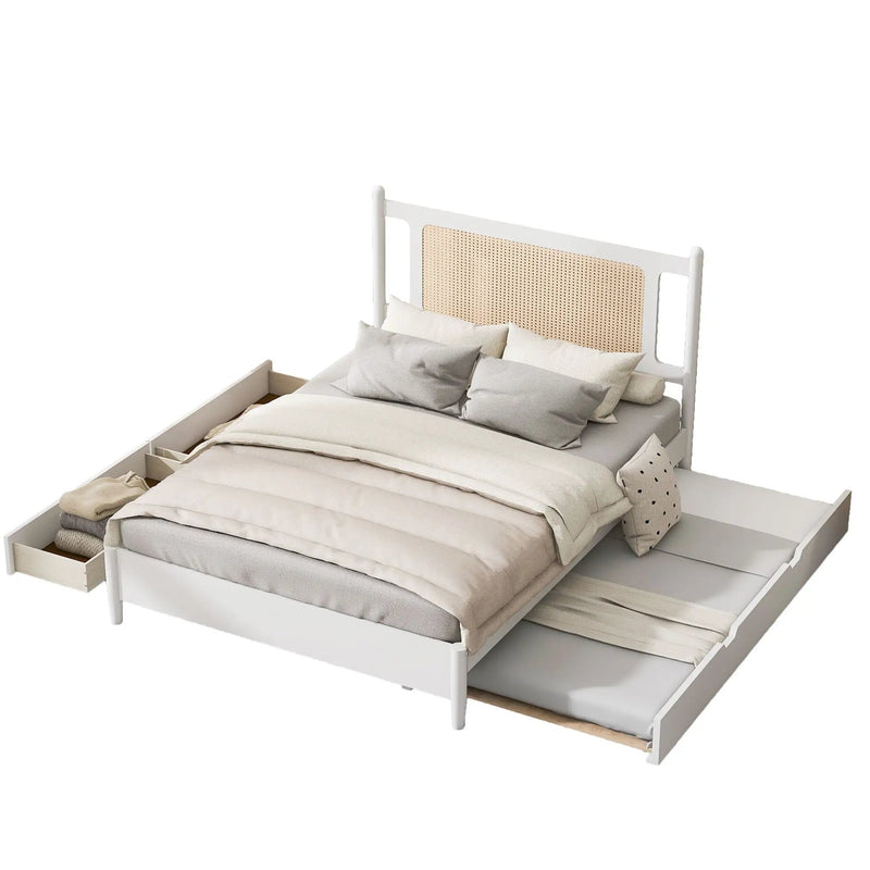 Platform Bed With 2 Big Drawers & Trundle by Unique Piece Furniture