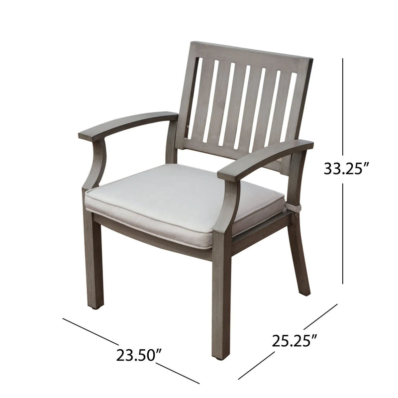 Outdoor Modern Aluminum Dining Chair with Cushion (Set of 2) by HouseOfZazla