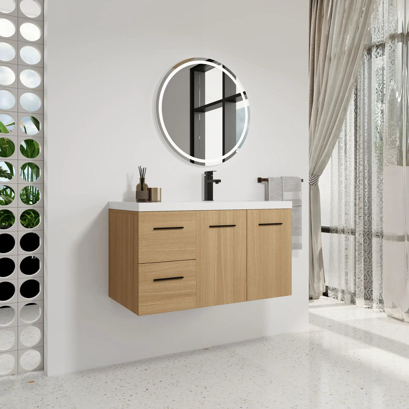 Wall Mounted Floating Bathroom Vanity With Sink, Door & Drawers Modular Cabinet by Unique Piece Furniture