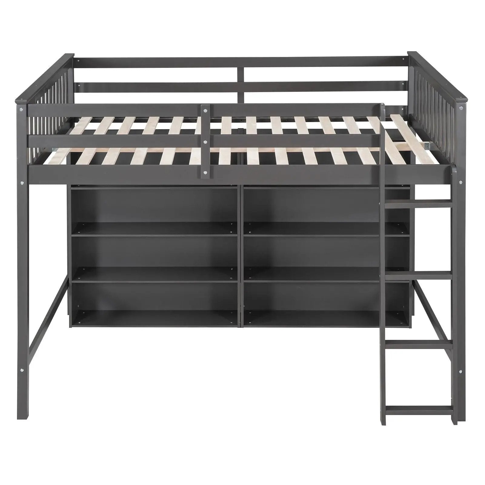 Loft Bed With 8 Open Storage Shelves And Built In Ladder by HouseOfZazla
