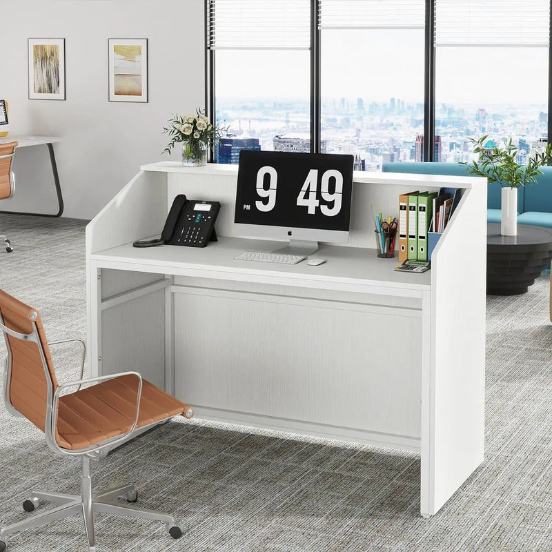 Modern Reception Desk, Front Desk Table With Cable Grommet & Privacy Panels by HouseOfZazla