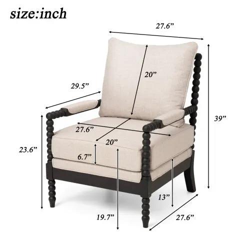 Rubber Wood Accent Chair - Upholstered Fabric Leisure Chair by HouseOfZazla