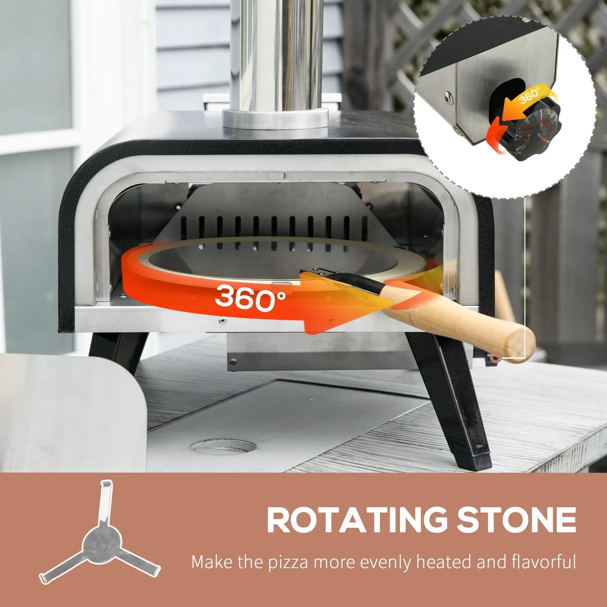 Outsunny Outdoor Pizza Oven with 12" Rotating Stone and Foldable Legs by HouseOfZazla