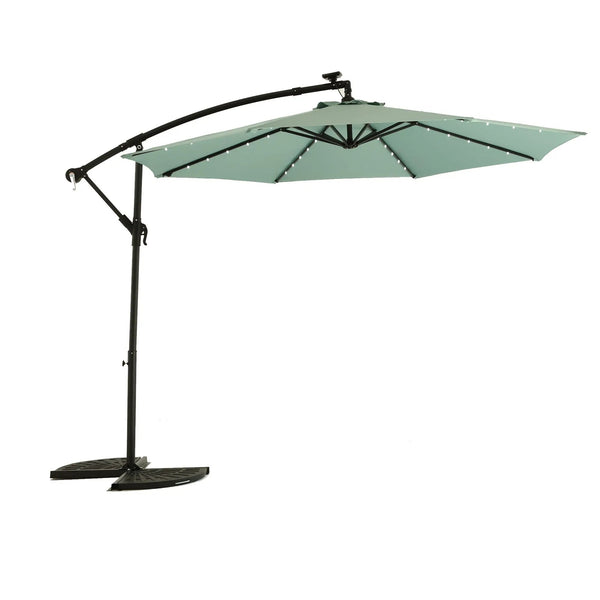 10ft Solar LED Offset Hanging Patio Umbrella (Light Green) (No Base)