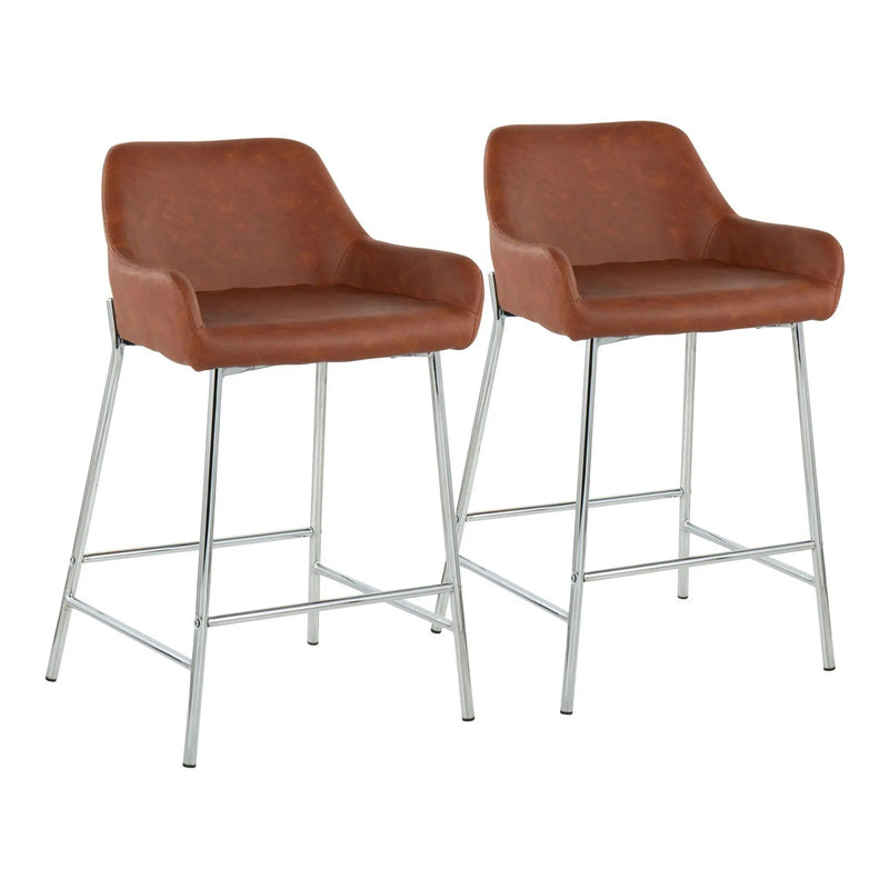 Daniella - Contemporary Fixed Height Counter Stool With Metal Legs (Set of 2) by HouseOfZazla