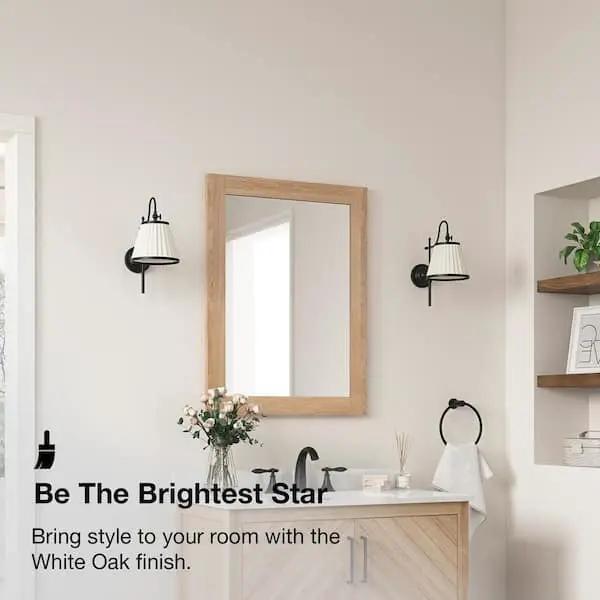 Open Box GLACIER BAY Huckleberry 24 in. W x 32 in. H Rectangular Framed Wall Mount Bathroom Vanity Mirror in Weathered Tan by Selzalot