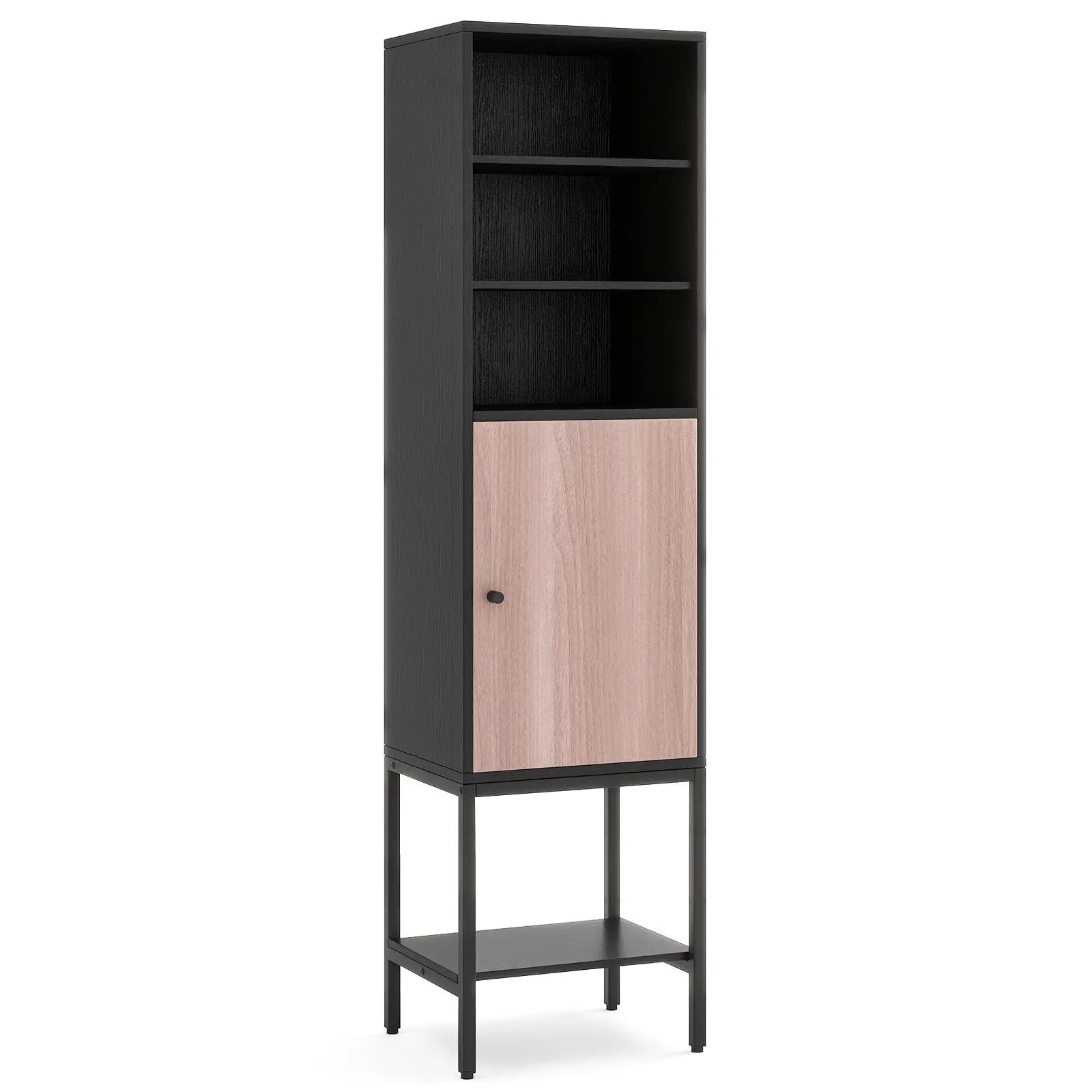 57 Inch Bathroom Tall Cabinet with 1 Door and 4 Shelves Narrow Storage Unit by DirectDeals