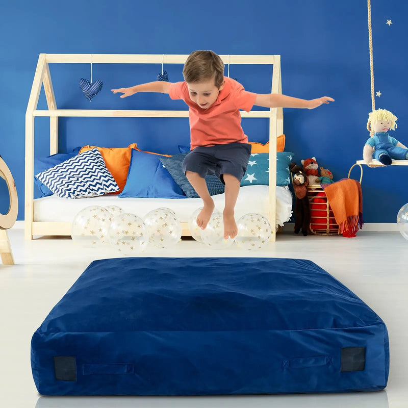 57 x 57 Inch Crash Pad Sensory Mat with Foam Blocks and Washable Velvet Cover by DirectDeals
