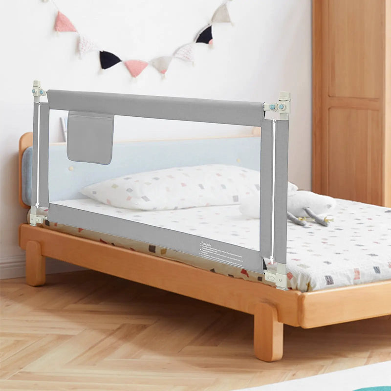 57 Inch Toddlers Vertical Lifting Baby Bed Rail Guard with Lock by DirectDeals