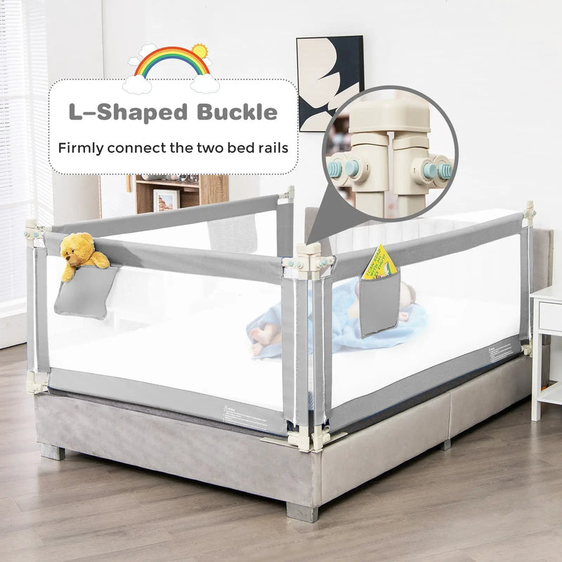 57 Inch Toddlers Vertical Lifting Baby Bed Rail Guard with Lock by DirectDeals