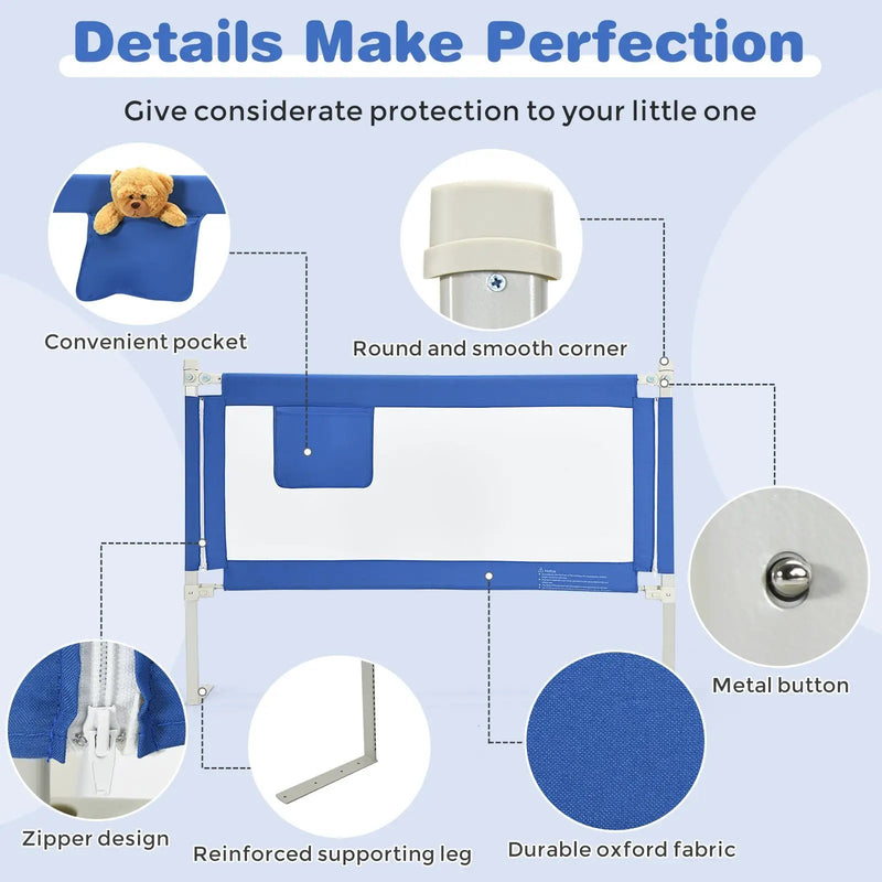 57 Inch Toddlers Vertical Lifting Baby Bed Rail Guard with Lock by DirectDeals