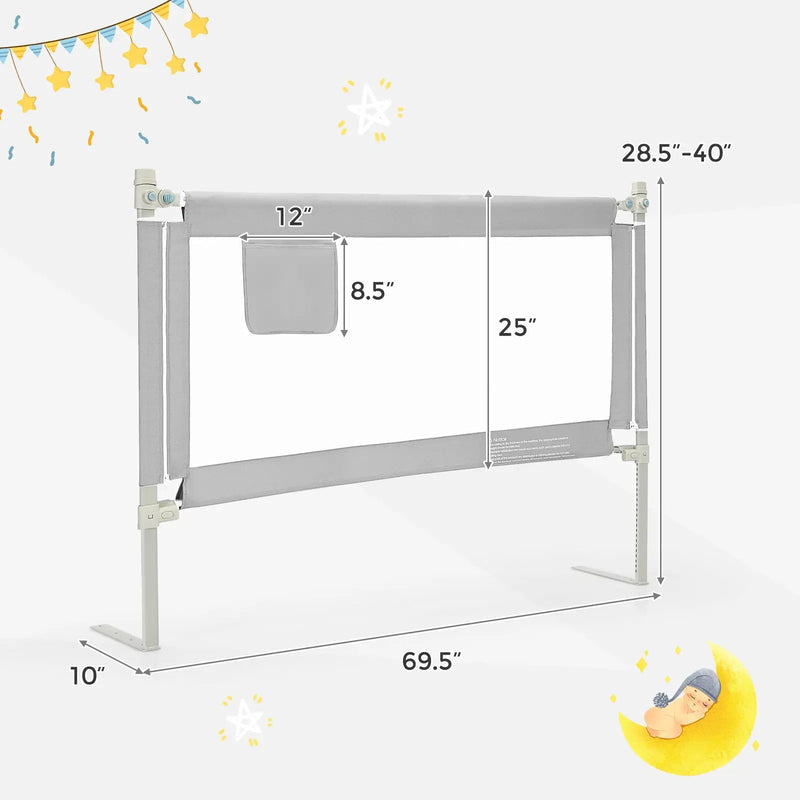 57 Inch Toddlers Vertical Lifting Baby Bed Rail Guard with Lock by DirectDeals