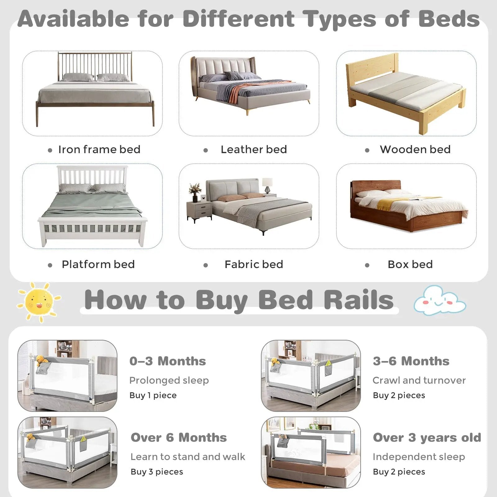 57 Inch Toddlers Vertical Lifting Baby Bed Rail Guard with Lock by DirectDeals