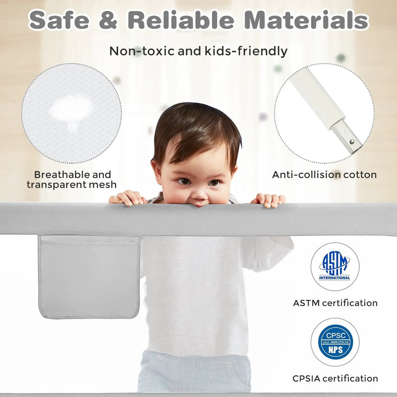 57 Inch Toddlers Vertical Lifting Baby Bed Rail Guard with Lock by DirectDeals