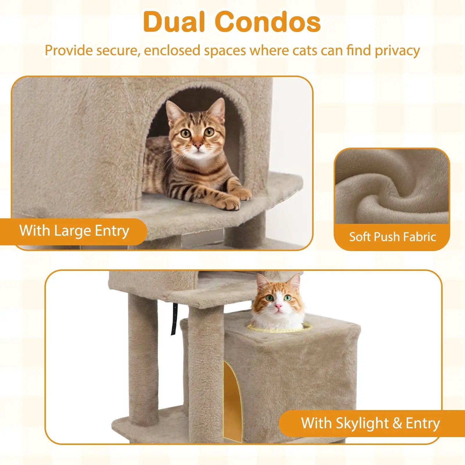57 Inch Cat Tree with Dual Condos and Hammock and 2 Dangling Balls by DirectDeals