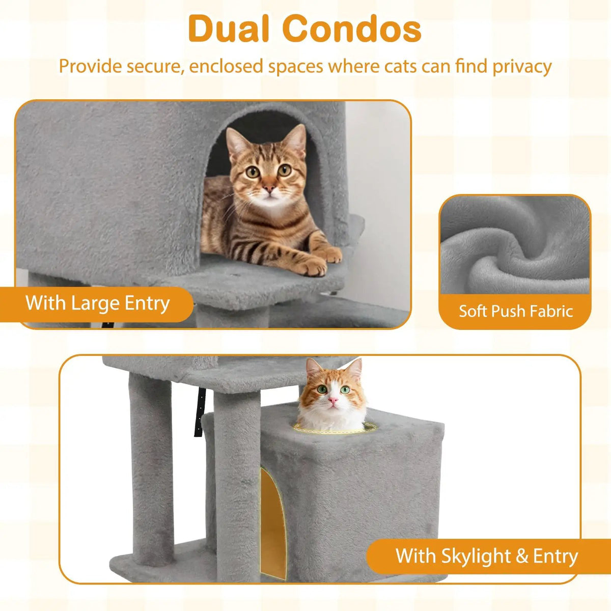 57 Inch Cat Tree with Dual Condos and Hammock and 2 Dangling Balls, photo 38 of 40