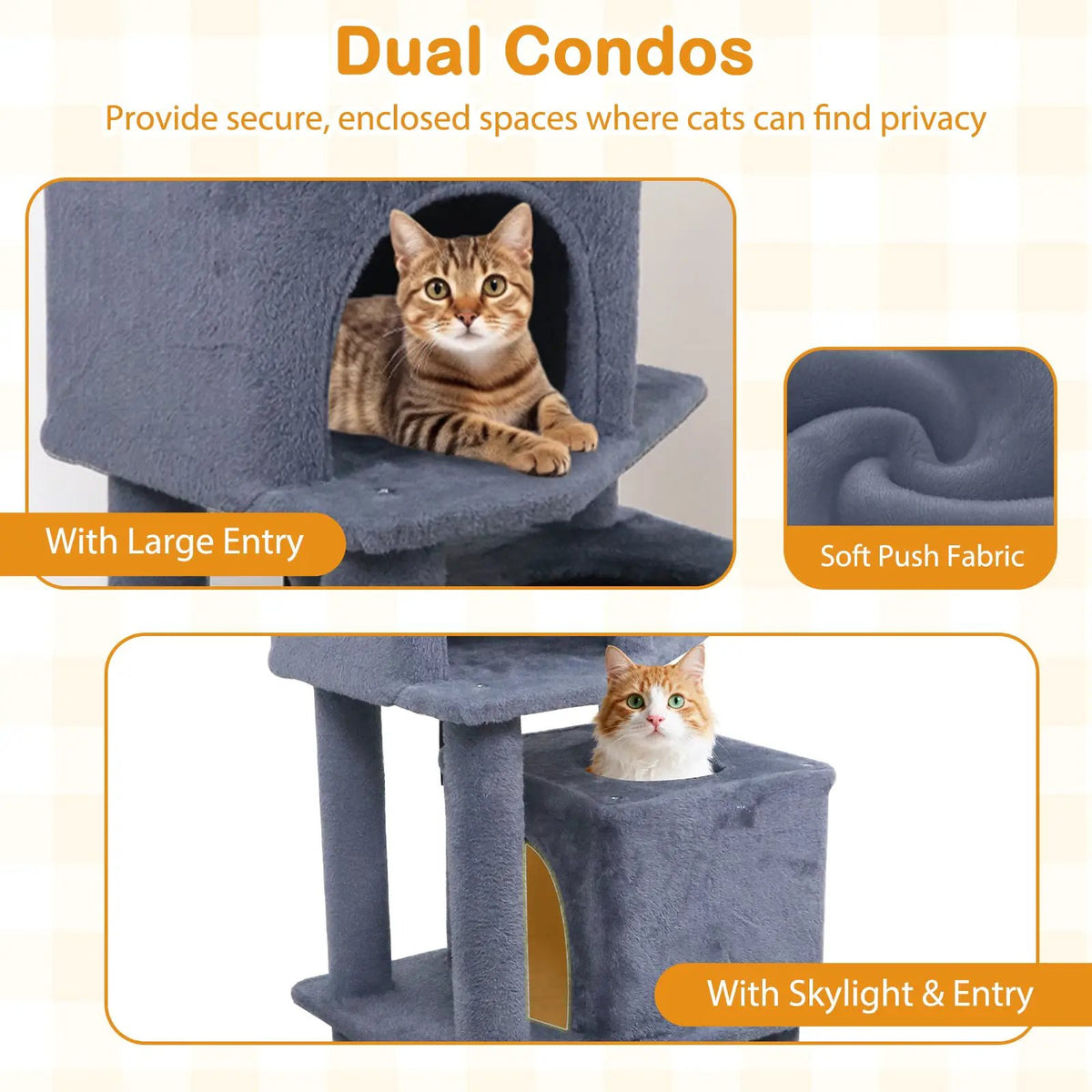 57 Inch Cat Tree with Dual Condos and Hammock and 2 Dangling Balls, photo 31 of 40