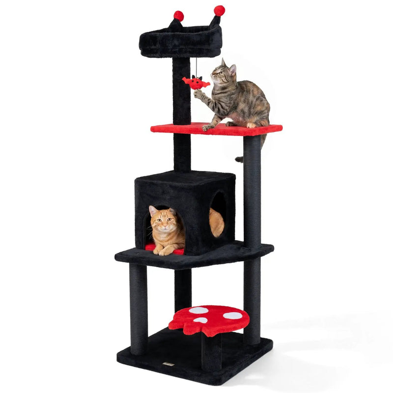 57" Gothic Cat Tower with Padded Perch and Spider Toy by DirectDeals
