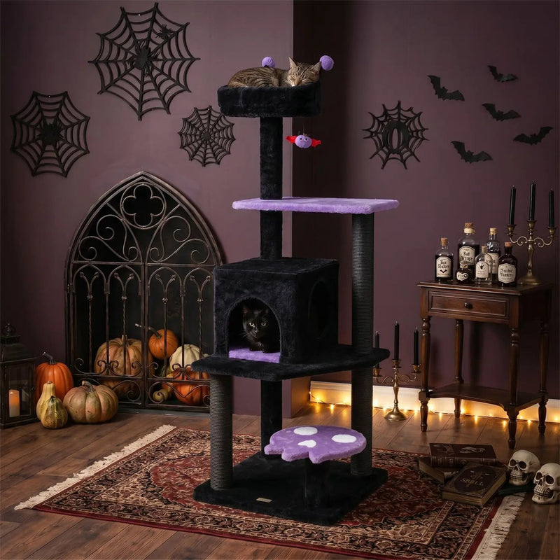 57" Gothic Cat Tower with Padded Perch and Spider Toy by DirectDeals