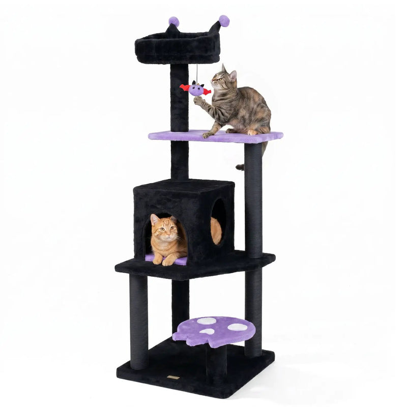57" Gothic Cat Tower with Padded Perch and Spider Toy by DirectDeals