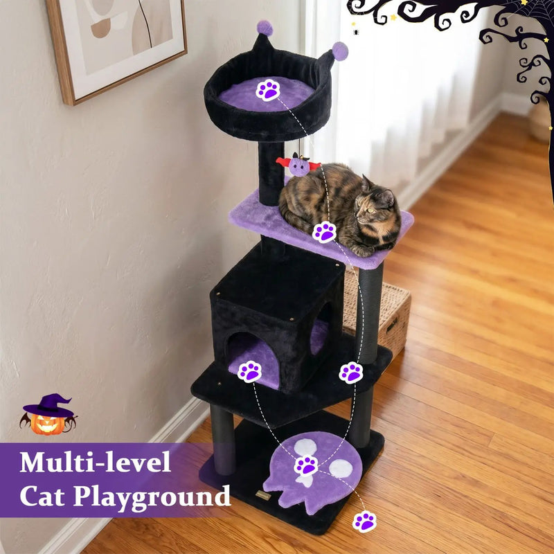 57" Gothic Cat Tower with Padded Perch and Spider Toy by DirectDeals
