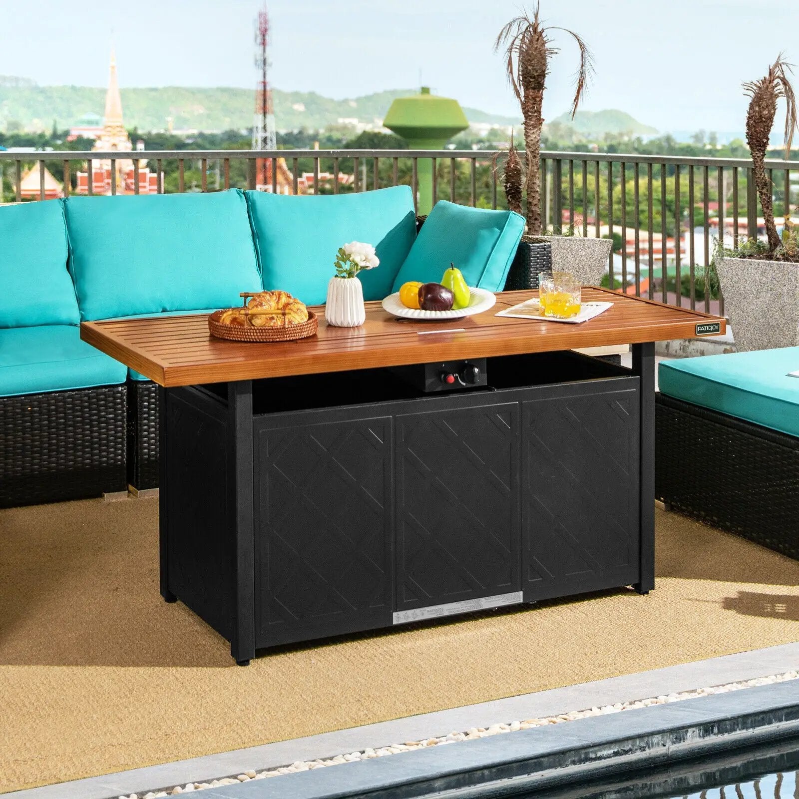 57 Inch 50 000 BTU Rectangular Propane Outdoor Fire Pit Table by DirectDeals