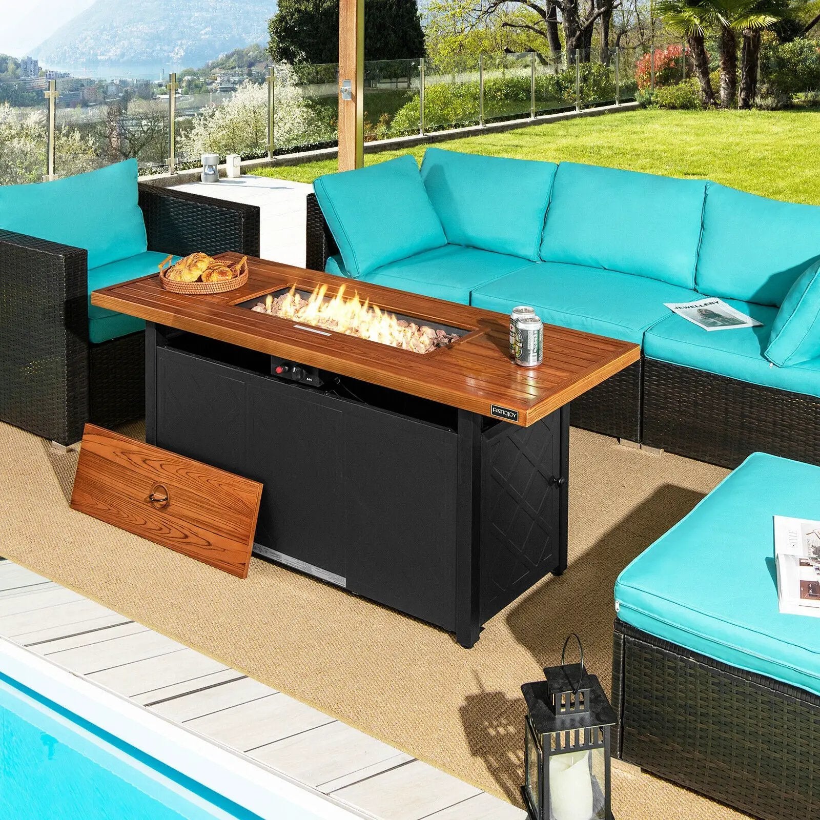57 Inch 50 000 BTU Rectangular Propane Outdoor Fire Pit Table by DirectDeals