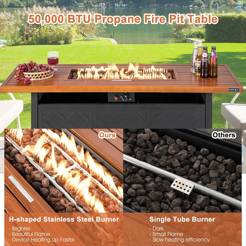 57 Inch 50 000 BTU Rectangular Propane Outdoor Fire Pit Table by DirectDeals