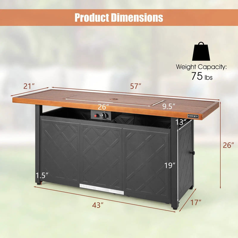 57 Inch 50 000 BTU Rectangular Propane Outdoor Fire Pit Table by DirectDeals