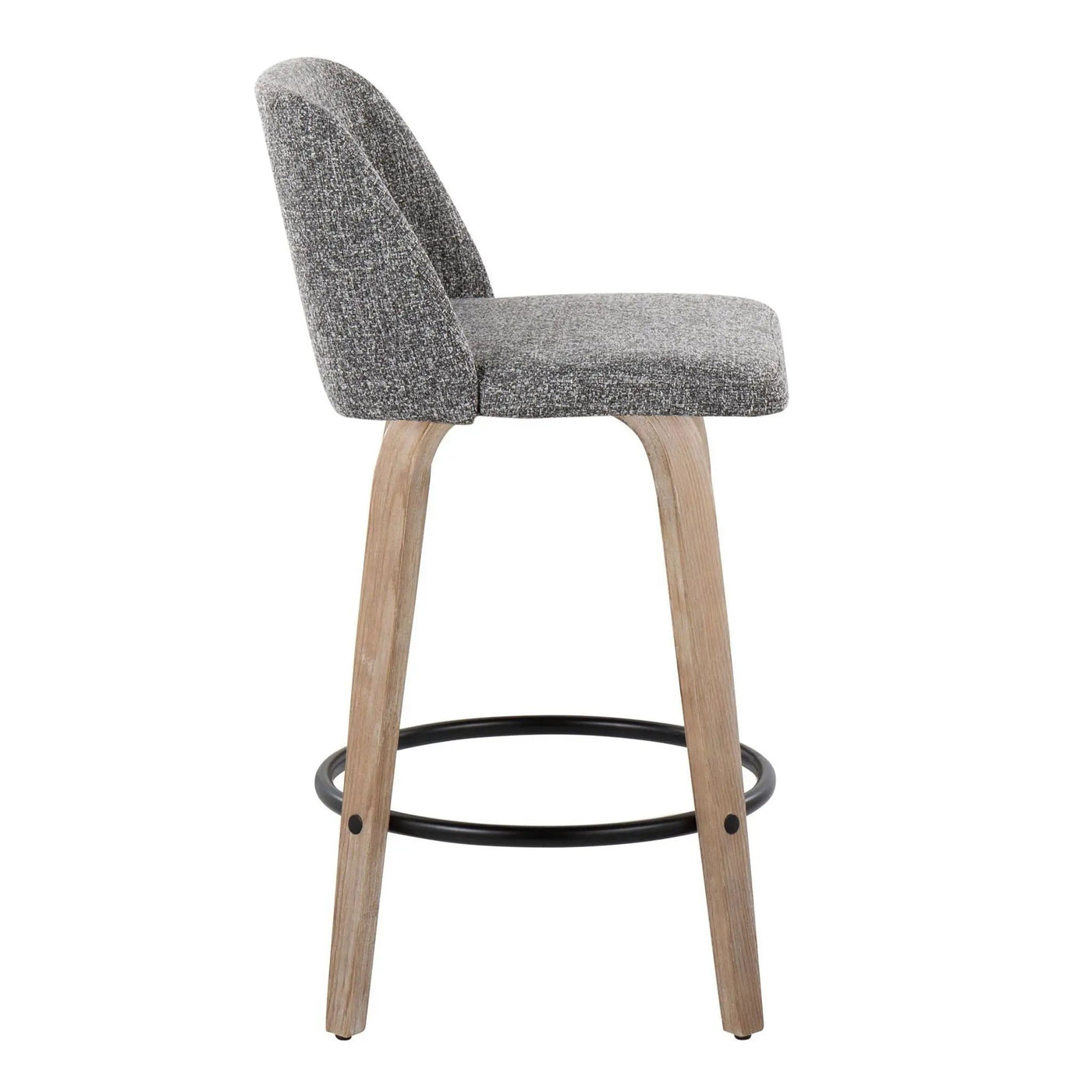 Toriano - Contemporary Fixed-Height Counter Stool & Swivel With Round Footrest (Set of 2) by HouseOfZazla