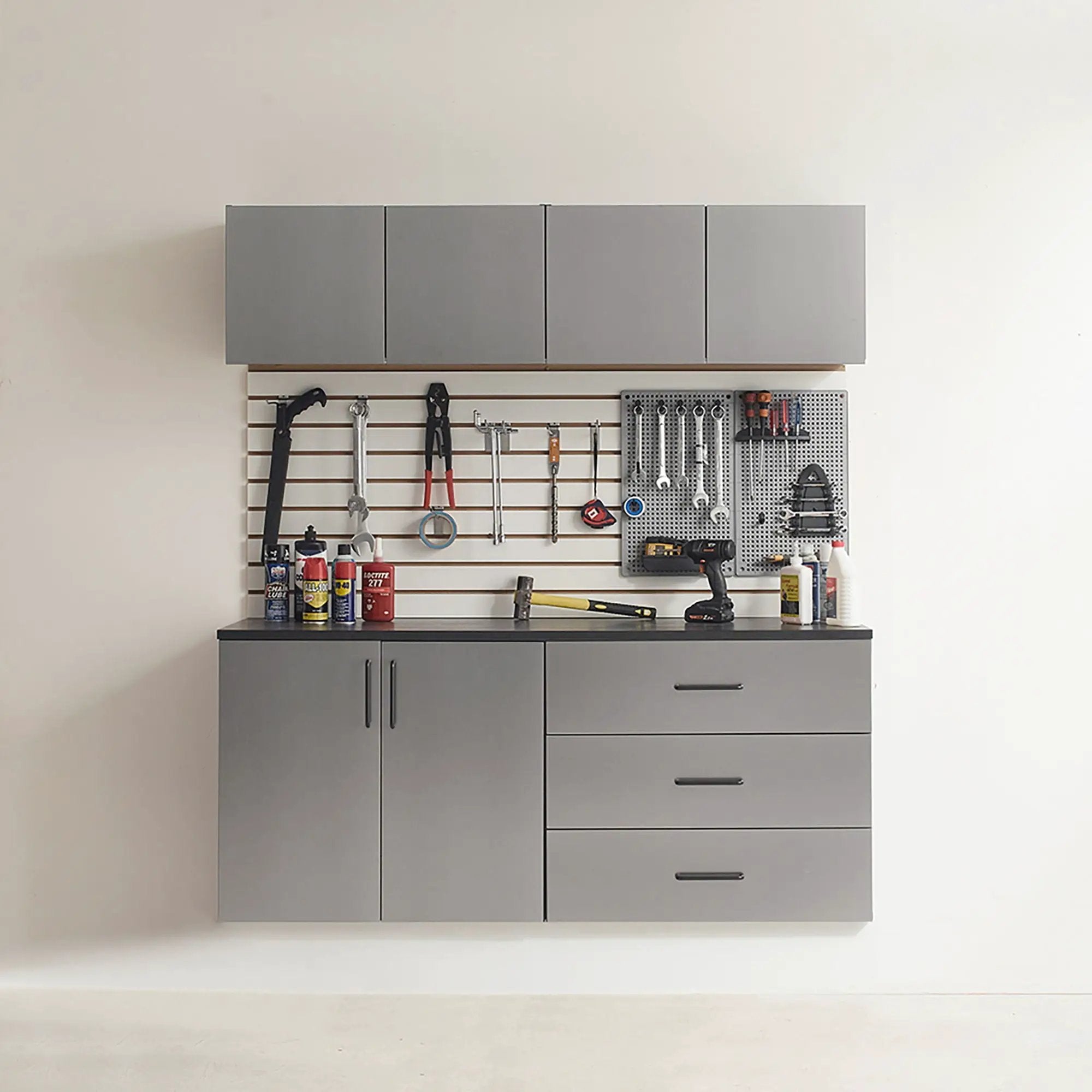 Astro Series - Garage Cabinet Set C With Soft Closing Drawers - Metallic Gray by HouseOfZazla